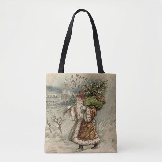 Victoriaanse Kerstman met kerstboom Tote Bag (Voorkant)