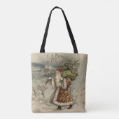 Victoriaanse Kerstman met kerstboom Tote Bag (Achterkant)