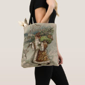Victoriaanse Kerstman met kerstboom Tote Bag (Dichtbij)