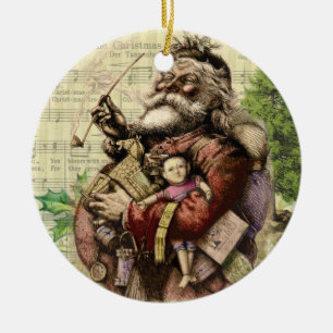 Victoriaanse Kerstman Sinterklaas Kunstwerk Schild Keramisch Ornament