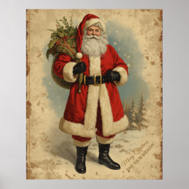 Victoriaanse Kerstman Vintage Kersthuisdecoratie Poster