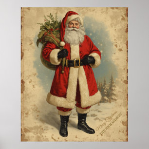 Victoriaanse Kerstman Vintage Kersthuisdecoratie Poster