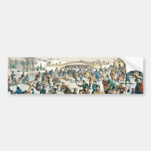 Victoriaanse Kerstmis Central Park Currier & Ives Bumpersticker (Voorkant)