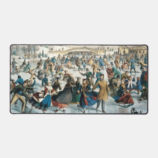 Victoriaanse Kerstmis Central Park Currier & Ives Bureaumat (Voorkant)