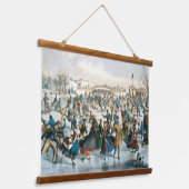 Victoriaanse Kerstmis Central Park Currier & Ives Hangend Wandkleed (Gebogen)