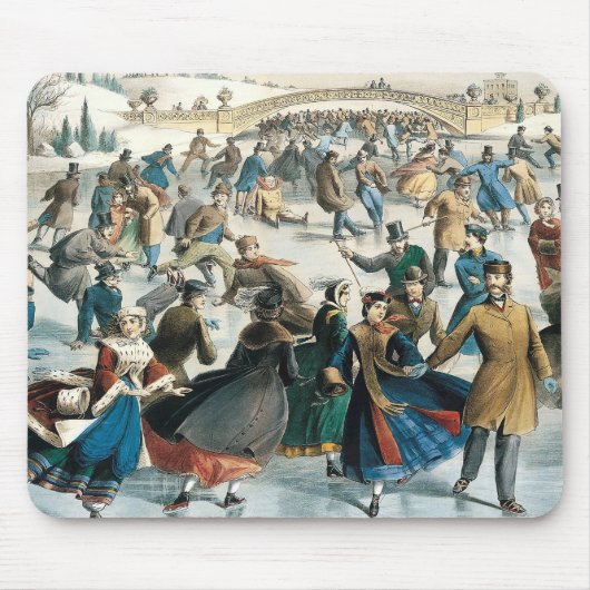 Victoriaanse Kerstmis Central Park Currier & Ives Muismat (Voorkant)