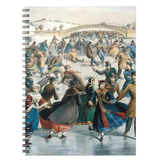 Victoriaanse Kerstmis Central Park Currier & Ives Notitieboek (Voorkant)