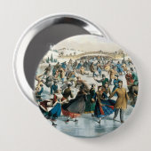 Victoriaanse Kerstmis Central Park Currier & Ives Ronde Button 4,0 Cm (Voorkant /achterkant)