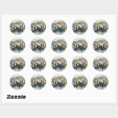 Victoriaanse Kerstmis Central Park Currier & Ives Ronde Sticker (Vel)