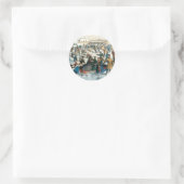 Victoriaanse Kerstmis Central Park Currier & Ives Ronde Sticker (Tas)
