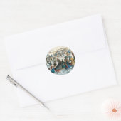 Victoriaanse Kerstmis Central Park Currier & Ives Ronde Sticker (Envelop)