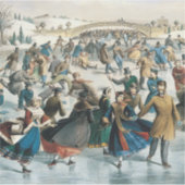 Victoriaanse Kerstmis Central Park Currier & Ives Sticker (Voorkant)