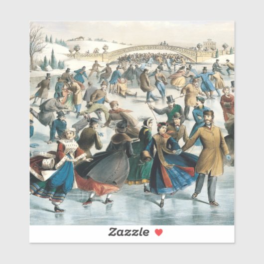 Victoriaanse Kerstmis Central Park Currier & Ives Sticker (Vel)