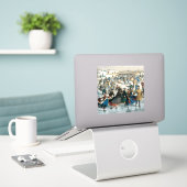 Victoriaanse Kerstmis Central Park Currier & Ives Sticker (Laptop op bureau)