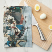 Victoriaanse Kerstmis Central Park Currier & Ives Theedoek (Quarter Fold)