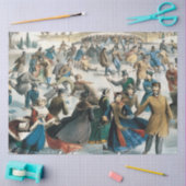 Victoriaanse Kerstmis Central Park Currier & Ives Tissuepapier (Craft)