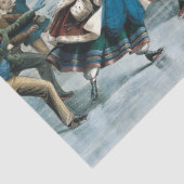 Victoriaanse Kerstmis Central Park Currier & Ives Tissuepapier (Detail)