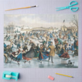 Victoriaanse Kerstmis Central Park Currier & Ives Tissuepapier (Craft)