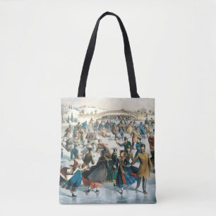 Victoriaanse Kerstmis Central Park Currier & Ives Tote Bag