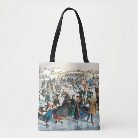Victoriaanse Kerstmis Central Park Currier & Ives Tote Bag (Voorkant)