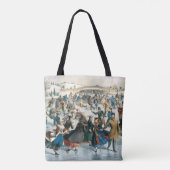 Victoriaanse Kerstmis Central Park Currier & Ives Tote Bag (Achterkant)