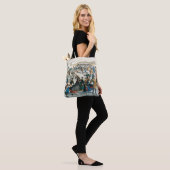 Victoriaanse Kerstmis Central Park Currier & Ives Tote Bag (Op model)