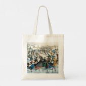 Victoriaanse Kerstmis Central Park Currier & Ives Tote Bag (Achterkant)