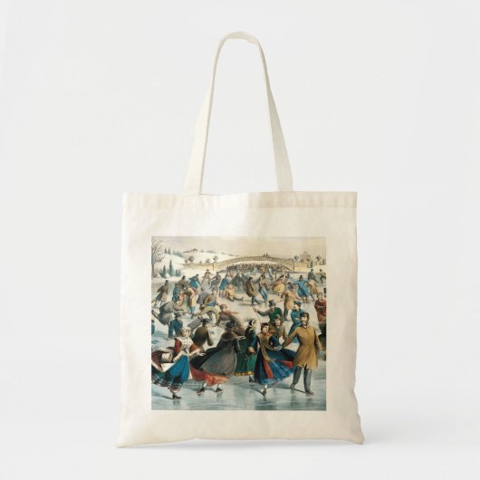 Victoriaanse Kerstmis Central Park Currier & Ives Tote Bag (Voorkant)