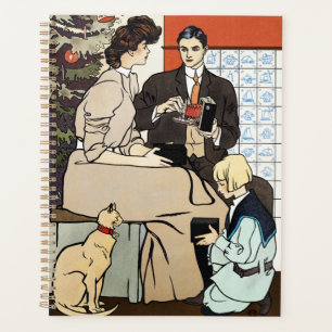 Victoriaanse Kerstmis Familie Antieke Camera Kunst Planner
