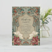 Victoriaanse Kerstmis met Hulst en Amaryllis Kaart (Staand voorkant)