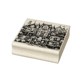 Victoriaanse Kerstpoppenhuis Postzegel Rubberstempel