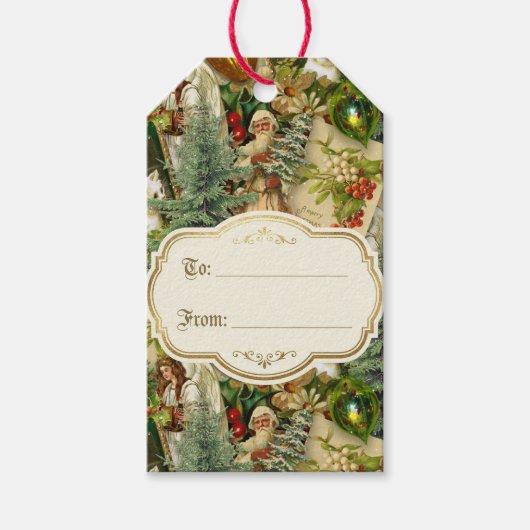 Victoriaanse Kerstpracht Cadeaulabel (Voorkant)
