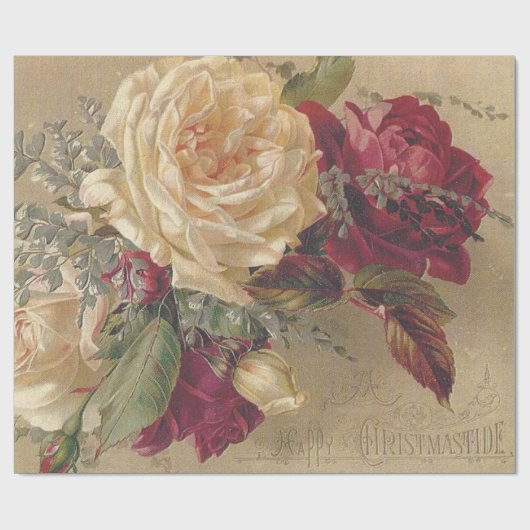 Victoriaanse Kerstrozen Cadeaupapier (Vlak)