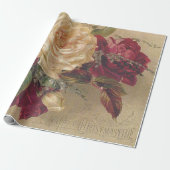 Victoriaanse Kerstrozen Cadeaupapier (Uitgerold)