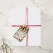 Victoriaanse Kerstschat Collage Cadeaulabel (Met Touw)