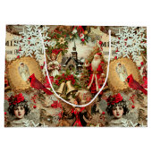 Victoriaanse Kerstschat Collage Groot Cadeauzakje (Achterkant)