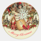 Victoriaanse Kerstschat Collage Ronde Sticker (Voorkant)