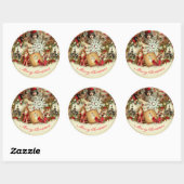 Victoriaanse Kerstschat Collage Ronde Sticker (Vel)