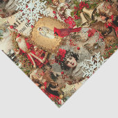 Victoriaanse Kerstschat Collage Tissuepapier (Detail)