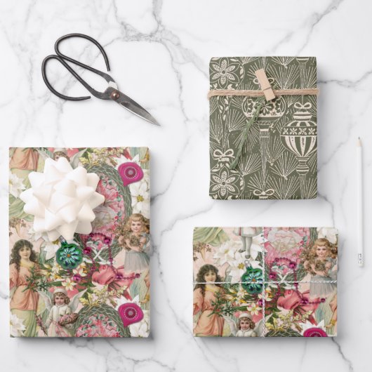 Victoriaanse Kerstsparking Inpakpapier Vel (Voorkant)