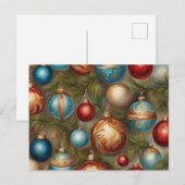 Victoriaanse kerstversierselen aan de kerstboom feestdagenkaart (Voorkant / Achterkant)