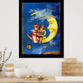 Victoriaanse kinderen bij de maan vintage poster (Keuken)