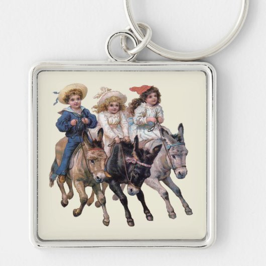 Victoriaanse kinderen en paarden sleutelhanger (Voorkant)