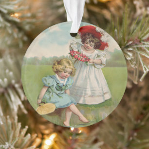 Victoriaanse Kinderen Vintage Zomer Meisjes Tuin Ornament