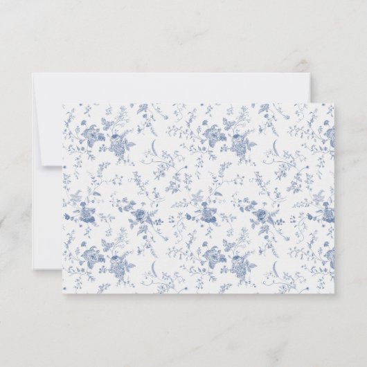 Victoriaanse klassieke blauwe bloemen bruiloft RSV RSVP Kaartje (Achterkant)