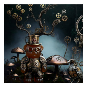 Victoriaanse Klokwerk Gummiebeer Mechanische Raaf Perfect Poster