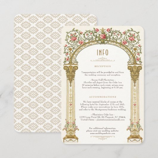 Victoriaanse Koninklijke Trouw Detailkaart Elegant Kaart (Voorkant / Achterkant)