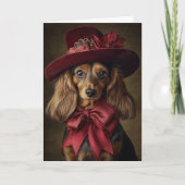 Victoriaanse Kortharige Dachshund Kerstmis Feestdagen Kaart (Voorkant)