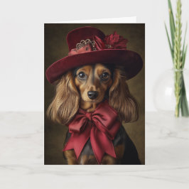 Victoriaanse Kortharige Dachshund Kerstmis Feestdagen Kaart