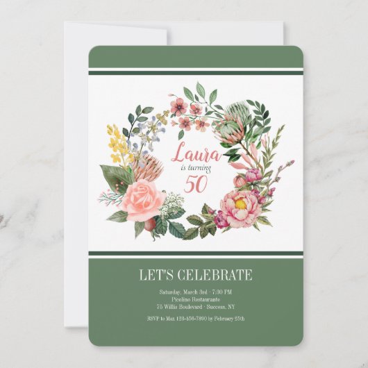 Victoriaanse krans bloem uitnodiging (Voorkant)